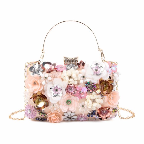 Clutches Flower Evening Handbag Chain Strap Shoulder Bag <3 - Picture 1 of 6